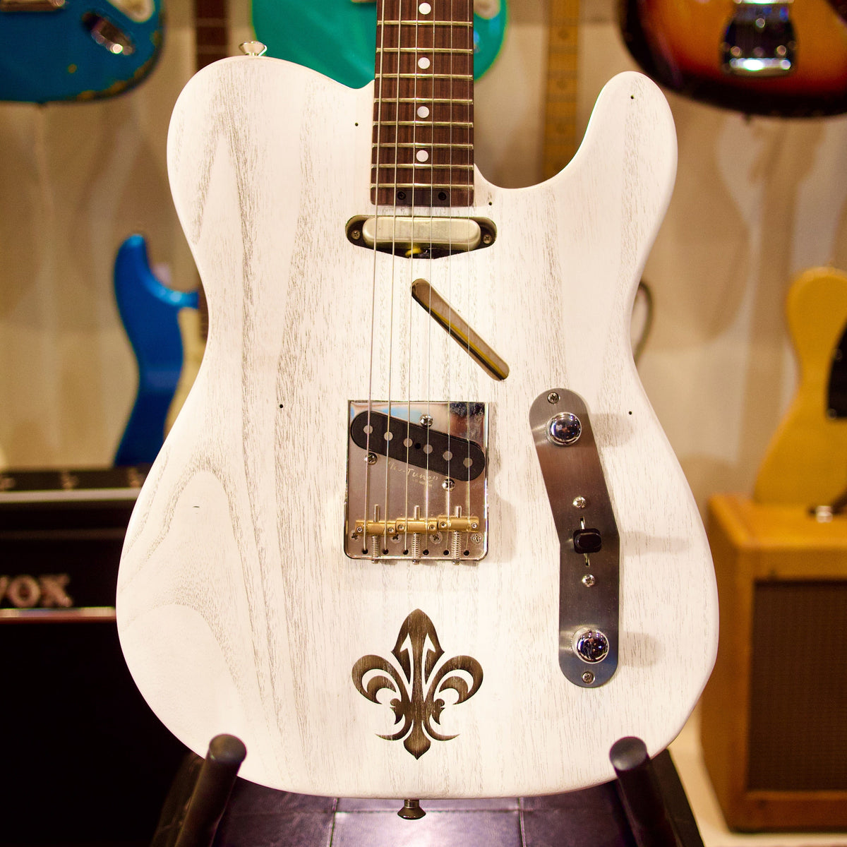 Cilia Home Page Cilia Renegade T Electric Guitar - Rustic White (Fleur De Lis) - Byron Music