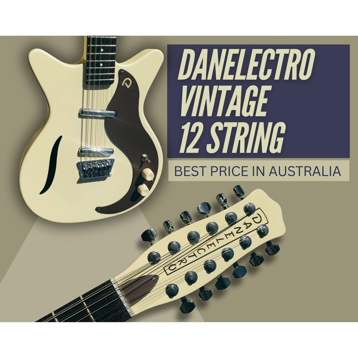 Danelectro Guitar Danelectro Vintage 12 String Vintage White Electric Guitar - Byron Music