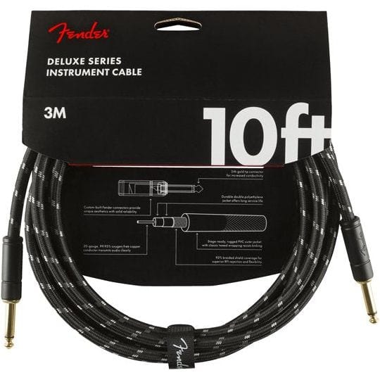 Fender Home Page Deluxe Series Instrument Cable Straight/Straight 10 Black Tweed - Byron Music