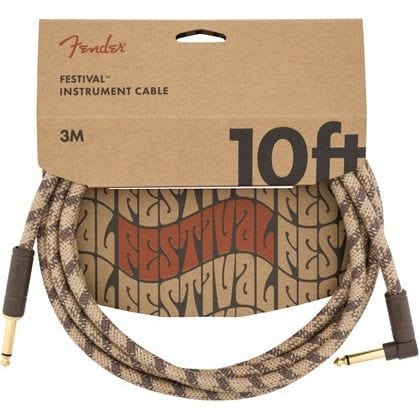 Fender Home Page Fender Festival Instrument Cable Straight/Angle 10 Pure Hemp Brown Stripe - Byron Music