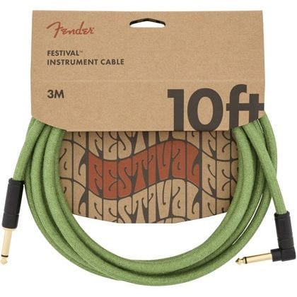 Fender Home Page Fender Festival Instrument Cable Straight/Angle 10 Pure Hemp Green - Byron Music