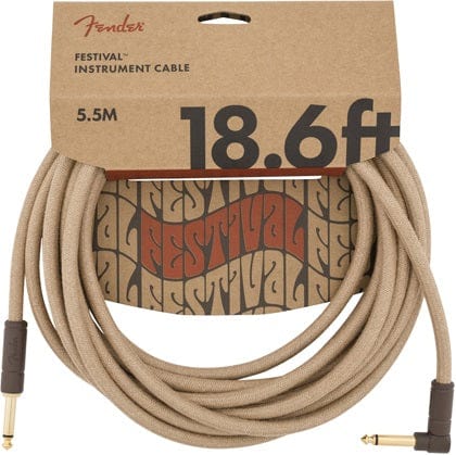 Fender Home Page Fender Festival Instrument Cable Straight/Angle 18.6 Pure Hemp Natural - Byron Music