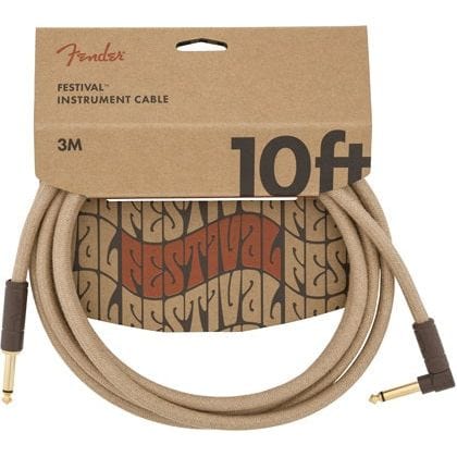 Fender Home Page Festival Instrument Cable Straight/Angle 10 Pure Hemp Natural - Byron Music