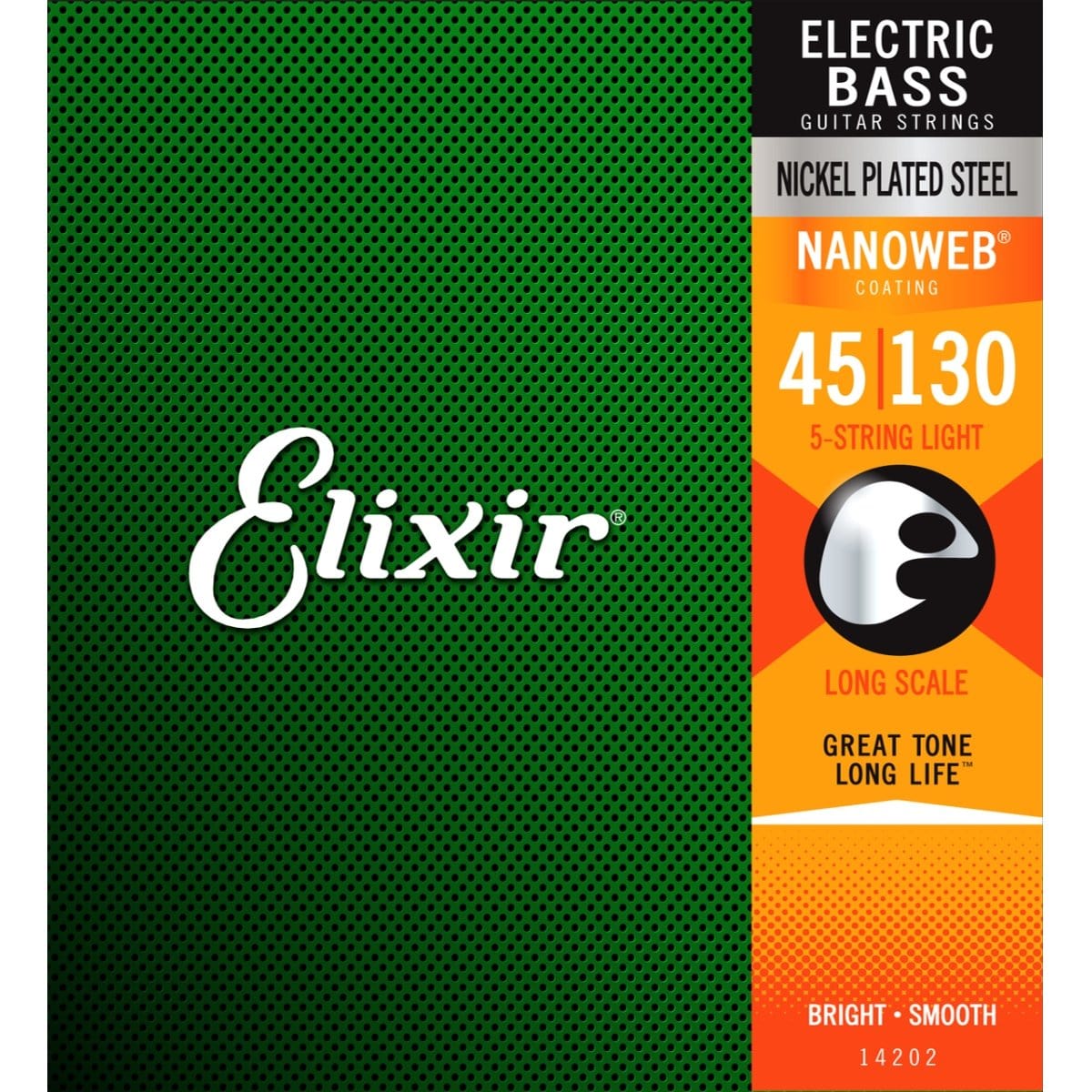 Elixir Guitar Accessories Elixir Bass Guitar Strings Nanoweb 5-String Light Long Scale 45-130 14202 - Byron Music