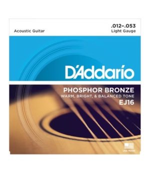 D'Addario EJ16 Acoustic Guitar Strings Phosphor Bronze Light (12-53)