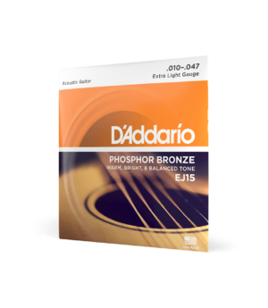 D'Addario Guitar Accessories D'Addario EJ15 Acoustic Guitar Strings Phosphor Bronze Extra Light 10-47 - Byron Music