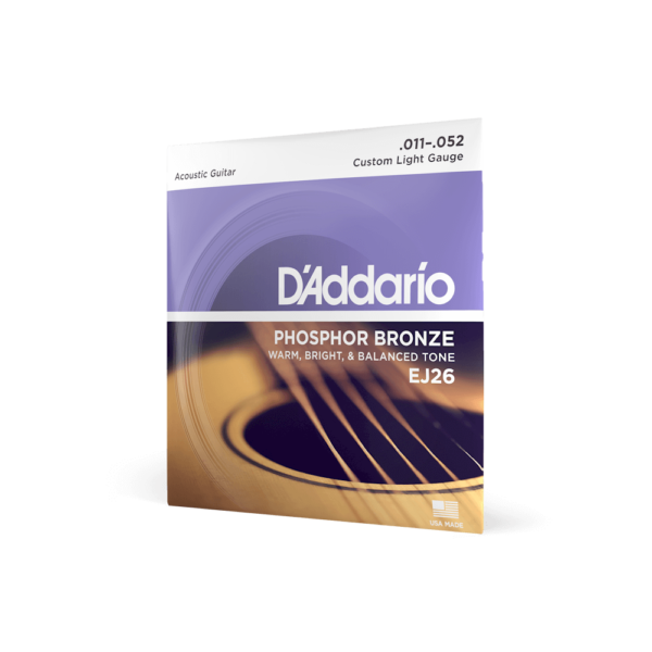 DAddario Guitar Accessories DAddario EJ26 Acoustic Guitar Strings Phosphor Bronze Custom Light 11 52 Byron Music