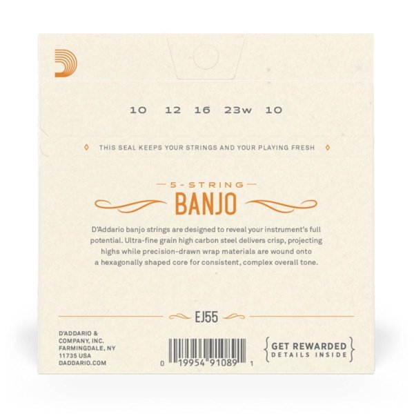 DAddario Guitar Accessories DAddario EJ55 Banjo Strings Loop End Medium Byron Music