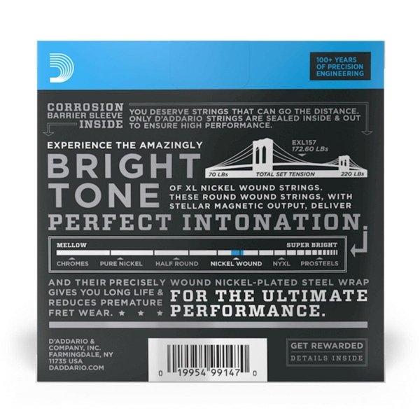 Daddario Guitar Accessories DAddario EXL157 Baritone Electric Guitar Strings Medium 14 68 Byron Music