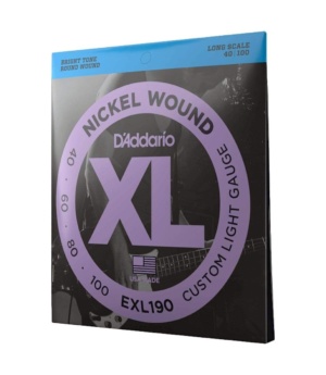 D'Addario Guitar Accessories D'Addario EXL190 Bass Strings Nickel Wound Custom Light Long Scale 40-100 - Byron Music