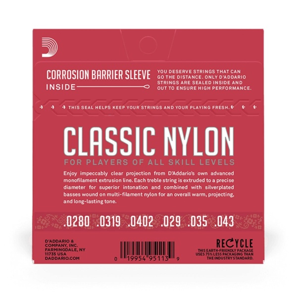 D'Addario Guitar Accessories D'Addario's EJ27N Classic Nylon Classical Guitar Strings Normal Tension EJ27N - Byron Music