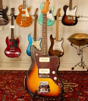 Byron Music Home Page Del Tone JM 3 Tone Sunburst Relic Electric Guitar with Gigbag Byron Music