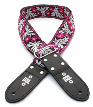 DSL 2 Inch Guitar Strap Jacquard - Flower Fuchsia   - Byron Music