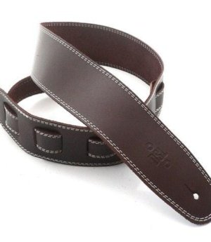 DSL Guitar Accessories DSL Strap Guitar Bass Leather Brown/Beige Stitch 2.5 Inch Aus Made NEW - Byron Music