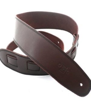 DSL Guitar Accessories DSL Strap Guitar Bass Leather Brown/Black Stitch 2.5 Inch Aus Made NEW - Byron Music