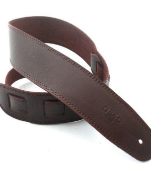 DSL Guitar Accessories DSL Strap Guitar Bass Leather Brown/Brown Stitch 2.5 Inch Aus Made NEW - Byron Music