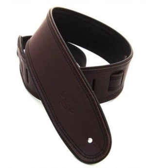 DSL Guitar Accessories DSL Strap Guitar Bass Leather Rolled Edge Brown/Black 2.5 Inch Aus Made NEW - Byron Music