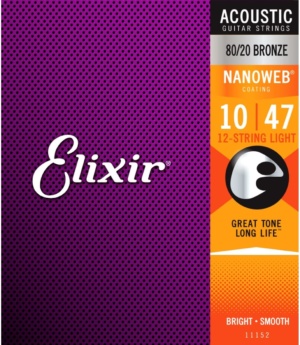 Elixir Guitar Accessories Elixir 12-String Acoustic Guitar Strings 80/20 Bronze Nanoweb Light 10-47 11152 - Byron Music