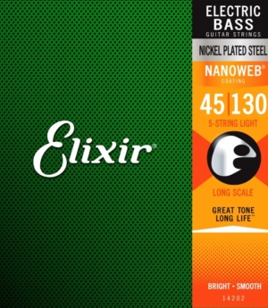 Elixir Guitar Accessories Elixir Bass Guitar Strings Nanoweb 5-String Light Long Scale 45-130 14202 - Byron Music