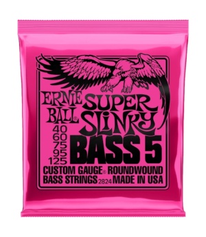 Ernie Ball Guitar Accessories Ernie Ball 5-String Electric Bass Strings 40-125 Super Slinky Pink - Byron Music