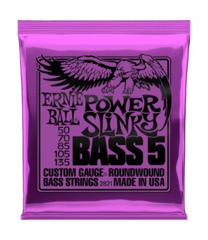 Ernie Ball Guitar Accessories Ernie Ball 5-String Electric Bass Strings 50-135 Power Slinky Purple - Byron Music