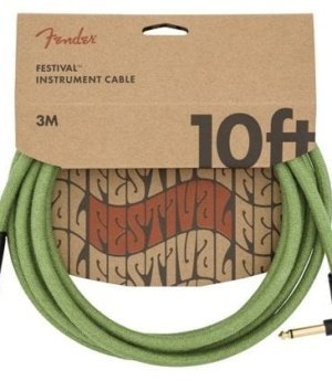Fender Home Page Fender Festival Instrument Cable Straight/Angle 10 Pure Hemp Green - Byron Music