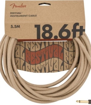 Fender Home Page Fender Festival Instrument Cable Straight/Angle 18.6 Pure Hemp Natural - Byron Music