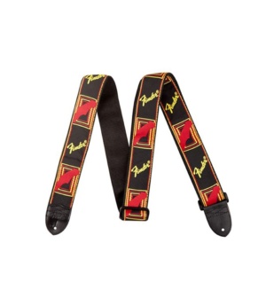 Fender Guitar Accessories Fender Monogrammed Strap - Black/Yellow/Red - Byron Music