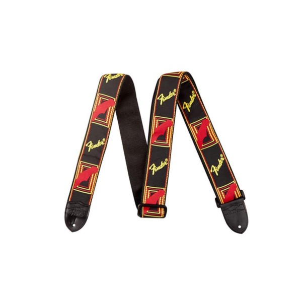 Fender Guitar Accessories Fender Monogrammed Strap - Black/Yellow/Red - Byron Music