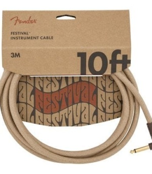 Fender Home Page Festival Instrument Cable Straight/Angle 10 Pure Hemp Natural - Byron Music