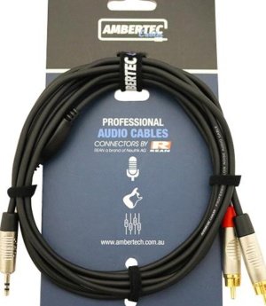 REAN Y Cable 3m 3.5MM TRS Plug - 2 X RCA Plug