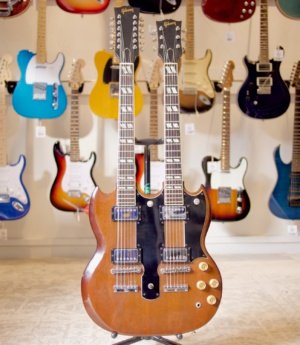 Gibson SG Double 1965 EDS1275 Double Neck Electric Guitar Vai Signed Walnut with Original Hard Case (Pre-Loved)