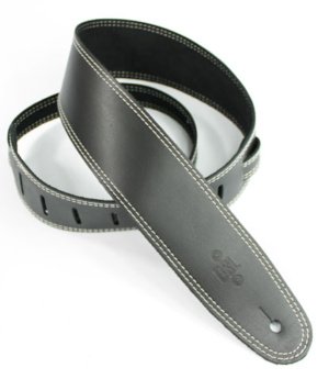 2.5 INCH SINGLE LAYER STRAP BLACK/BEIGE STITCH