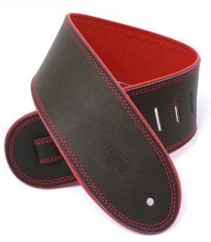 3.5 INCH ROLLED EDGE GARMENT STRAP BLACK/RED