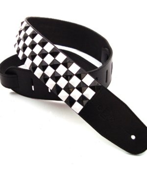 2.5 INCH PYRAMID CHECK PATTERN STRAP BLACK/WHITE