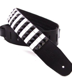 2.5 INCH PYRAMID CROSS PATTERN STRAP BLACK/WHITE