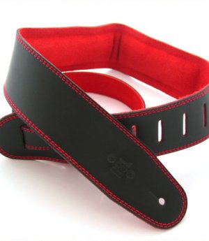 2.5 INCH PADDED SUEDE STRAP BLACK/RED