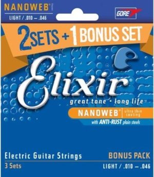 ELIXIR NANO ELEC GTR 10-46 3 PACK LIGHT STRING