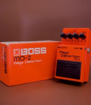 BOSS MD-2 Mega Distortion Taiwan Silver Plate Distortion Guitar Effect Stomp Box Includes Box (Pre-Loved)